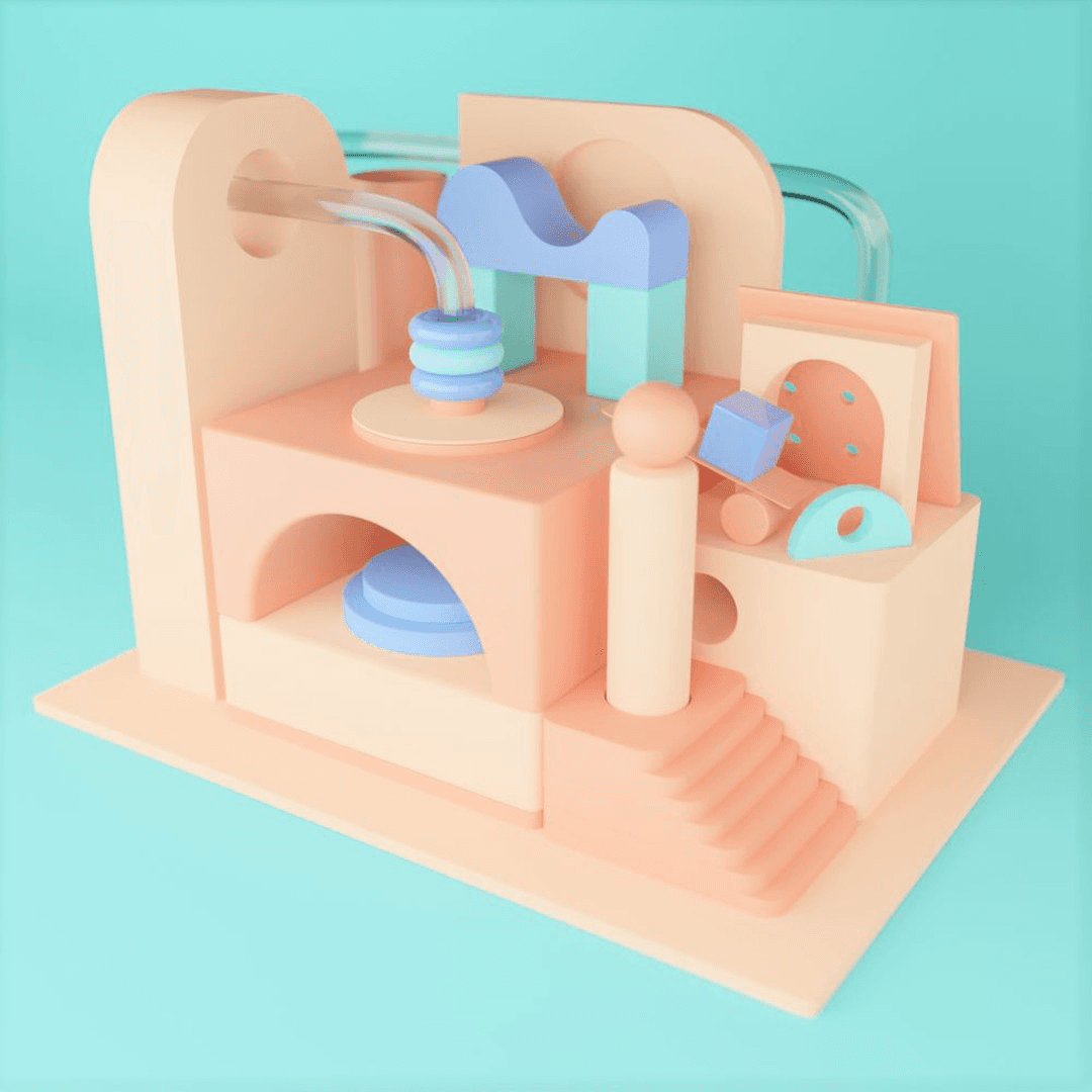 Image 4: Soft pastel theme of random geometry shapes - overall view.