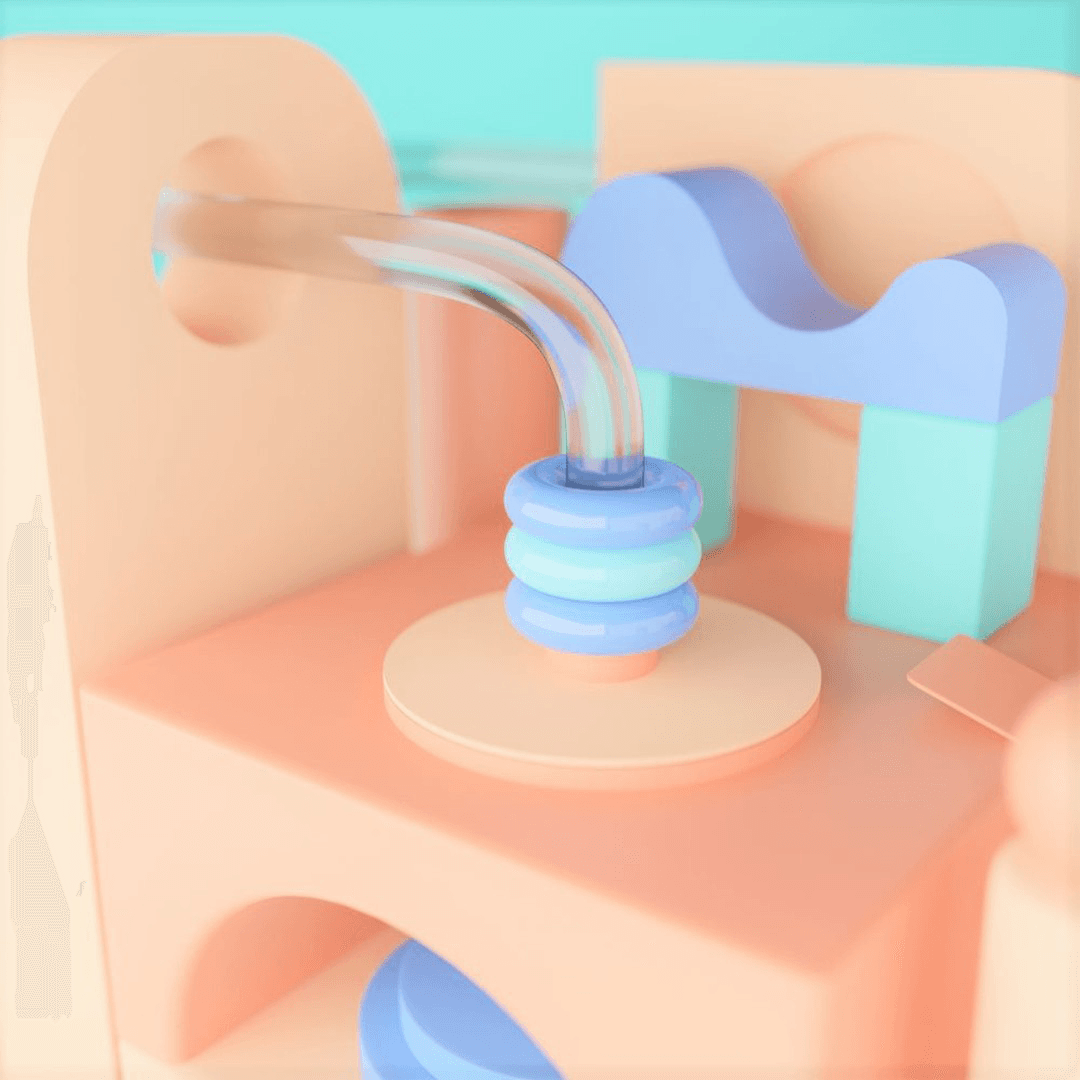 Image 5: Soft pastel theme of random geometry shapes - zoom in view 1.