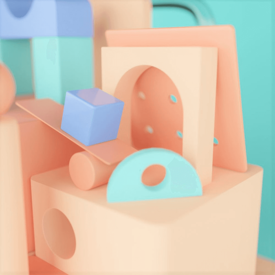 Image 6: Soft pastel theme of random geometry shapes - zoom in view 2.