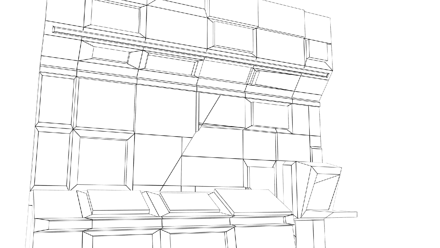Figure 1: 3D environment rendered in Maya as a 2D outline view