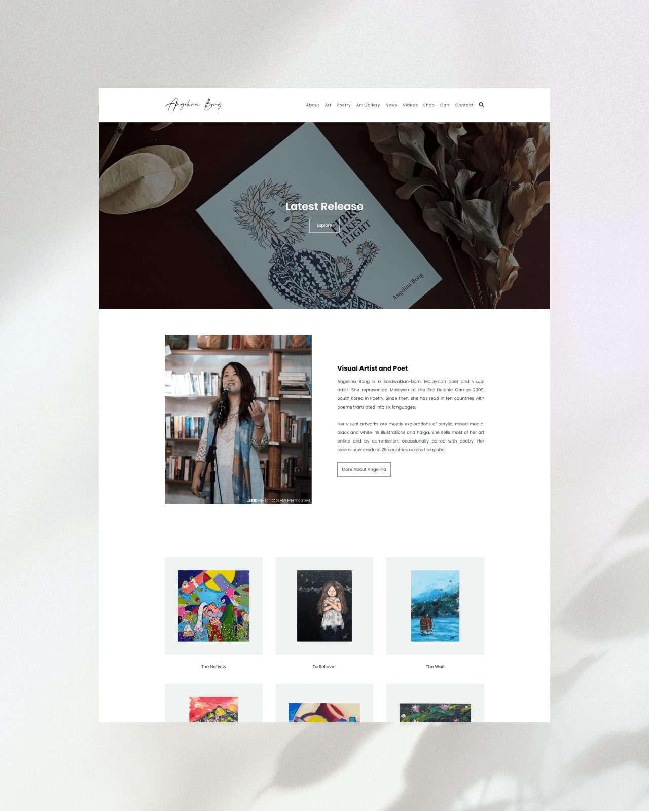 Figure 1: Angelina Bong - website overview