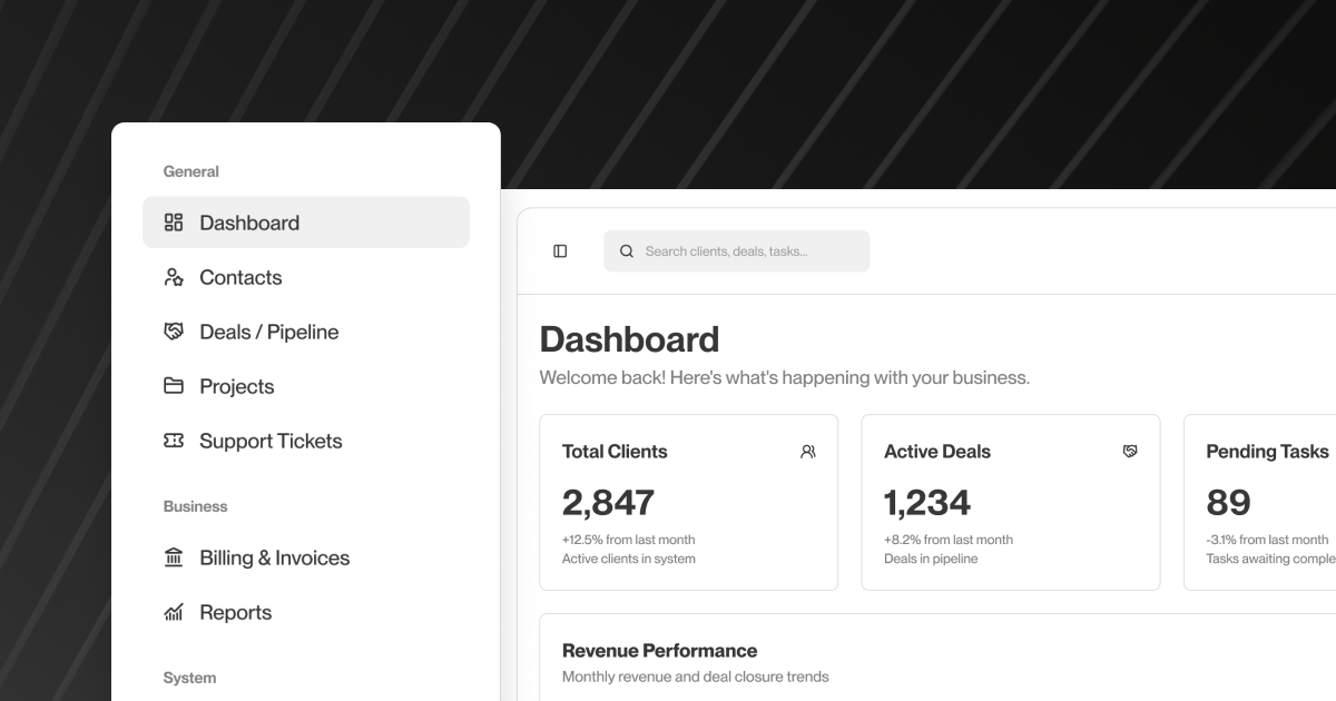 Figure 1: Mockup Figma design of the CRM. Still a work in progress.