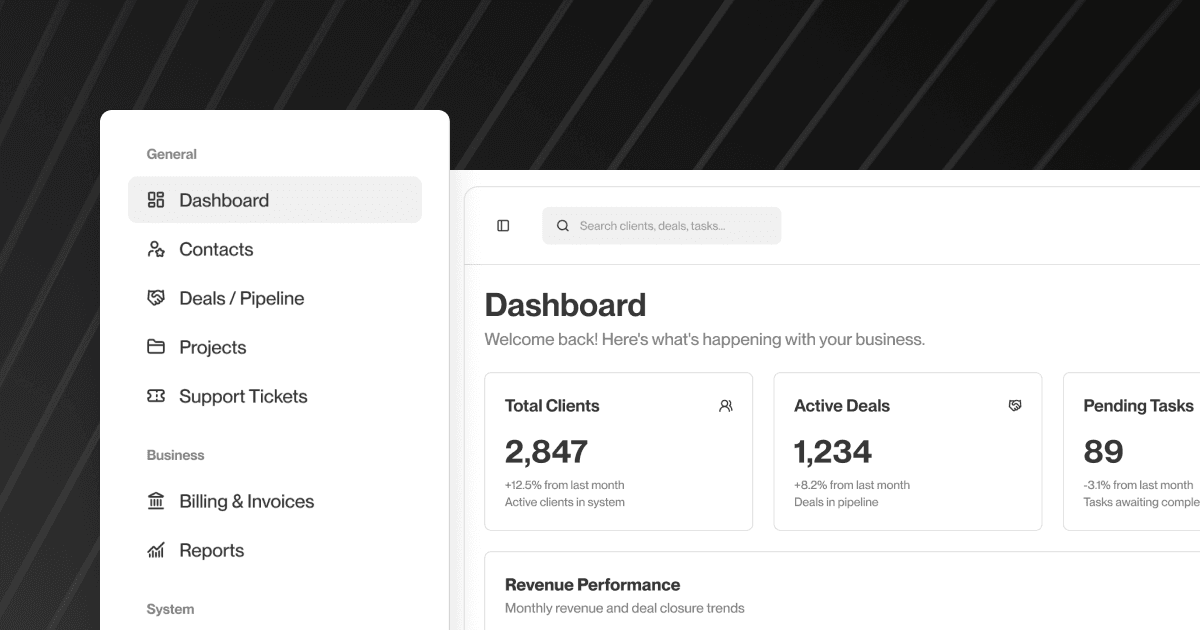 Figure 1: Mockup Figma design of the CRM. Still a work in progress.